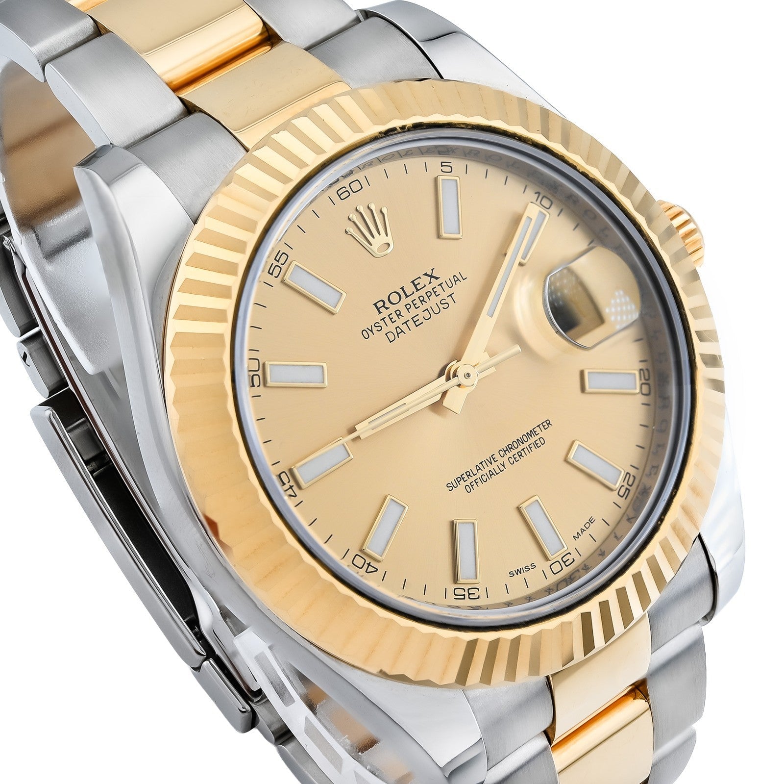 Rolex 41MM Datejust Oyster SS/18k Gold Champagne Dial Fluted Watch All Factory - Elite Jewelers - Luxury Watch