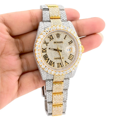 Rolex 41MM DateJust SS/18K Gold 19CT Natural Diamond Bussdown Roman Numeral Dial Oyster Band 126333 - Elite Jewelers - Luxury Watch