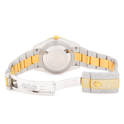 Rolex 41MM DateJust SS/18K Gold 19CT Natural Diamond Bussdown Roman Numeral Dial Oyster Band 126333 - Elite Jewelers - Luxury Watch