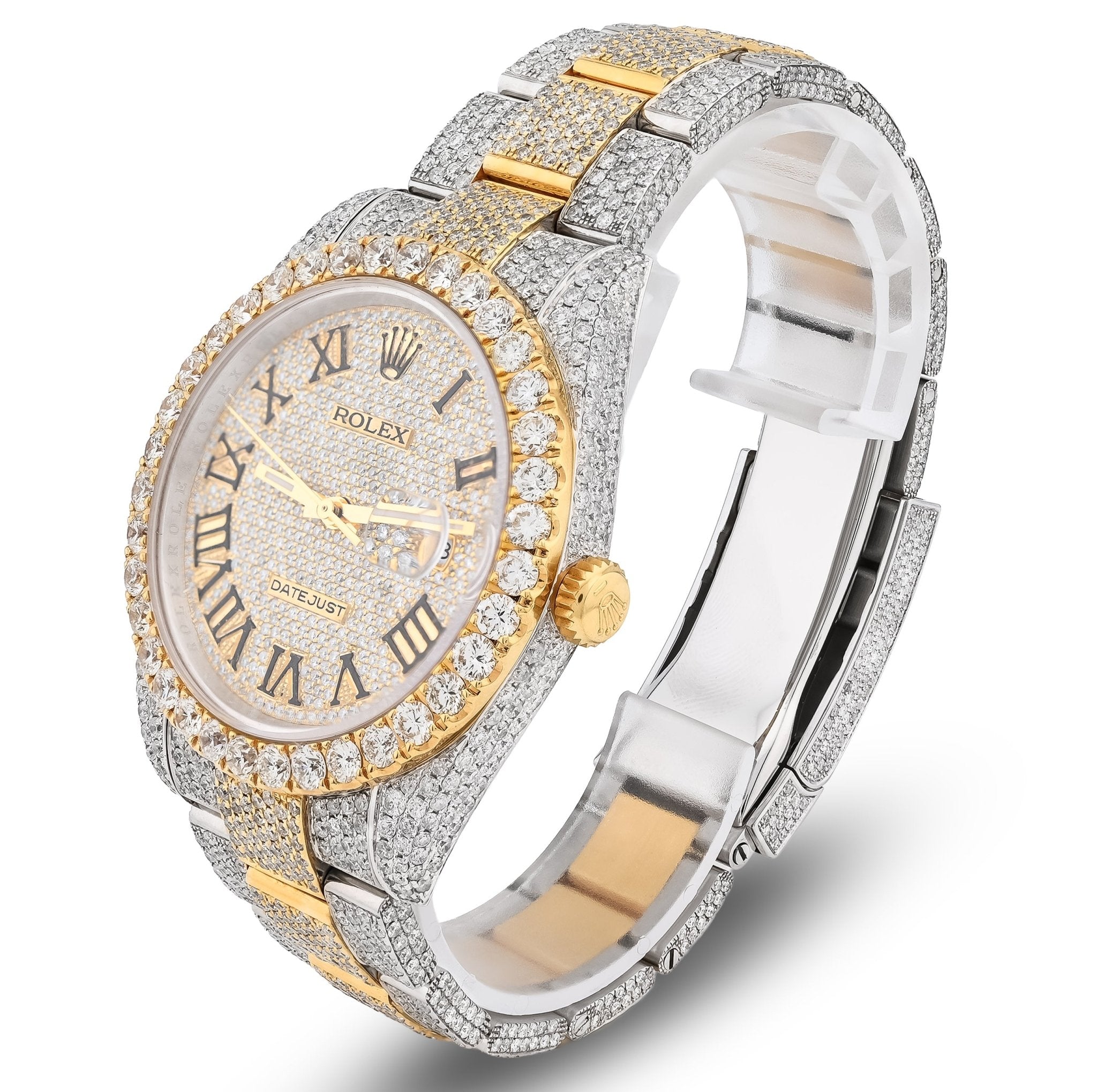 Rolex 41MM DateJust SS/18K Gold 19CT Natural Diamond Bussdown Roman Numeral Dial Oyster Band 126333 - Elite Jewelers - Luxury Watch