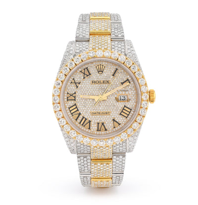 Rolex 41MM DateJust SS/18K Gold 19CT Natural Diamond Bussdown Roman Numeral Dial Oyster Band 126333 - Elite Jewelers - Luxury Watch