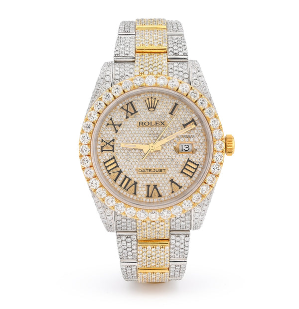 Rolex 41MM DateJust SS/18K Gold 19CT Natural Diamond Bussdown Roman Numeral Dial Oyster Band 126333 - Elite Jewelers - Luxury Watch