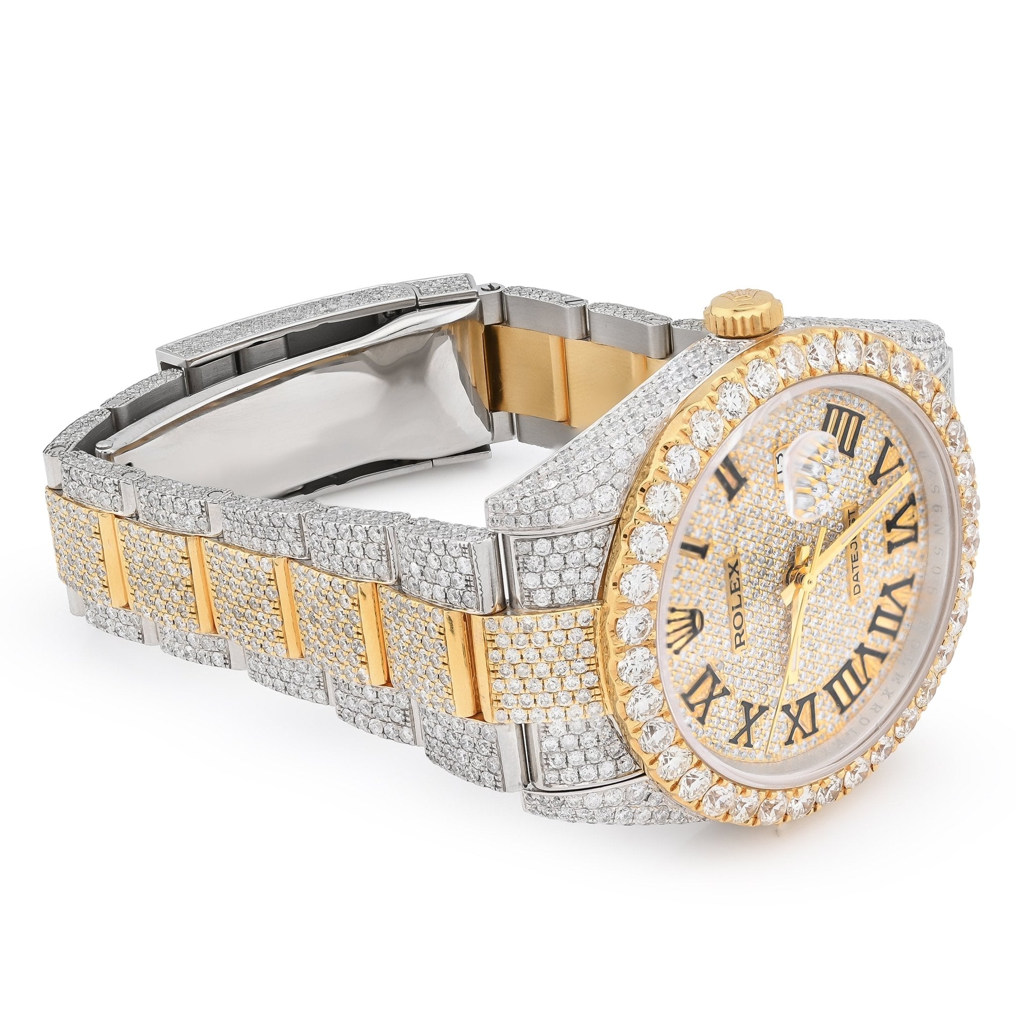 Rolex 41MM DateJust SS/18K Gold 19CT Natural Diamond Bussdown Roman Numeral Dial Oyster Band 126333 - Elite Jewelers - Luxury Watch