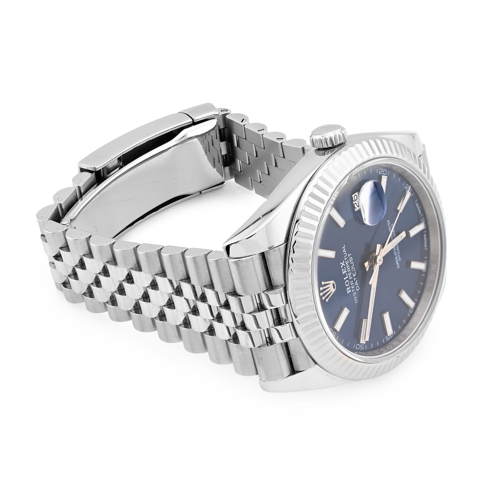 Rolex 41MM Datejust Stainless Steel Jubilee Band Fluted Blue Face Watch - Elite Jewelers - Luxury Watch