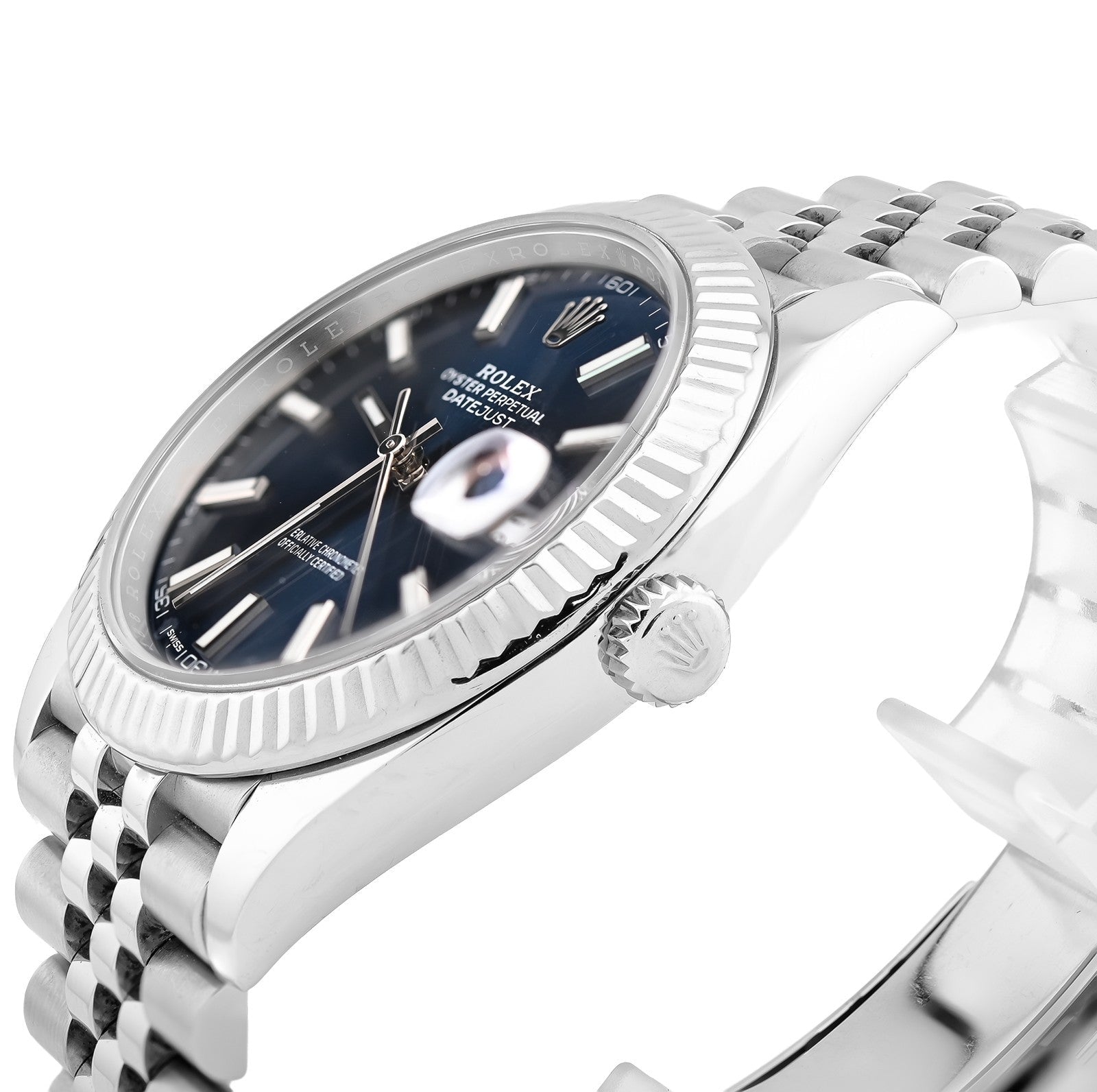 Rolex 41MM Datejust Stainless Steel Jubilee Band Fluted Blue Face Watch - Elite Jewelers - Luxury Watch