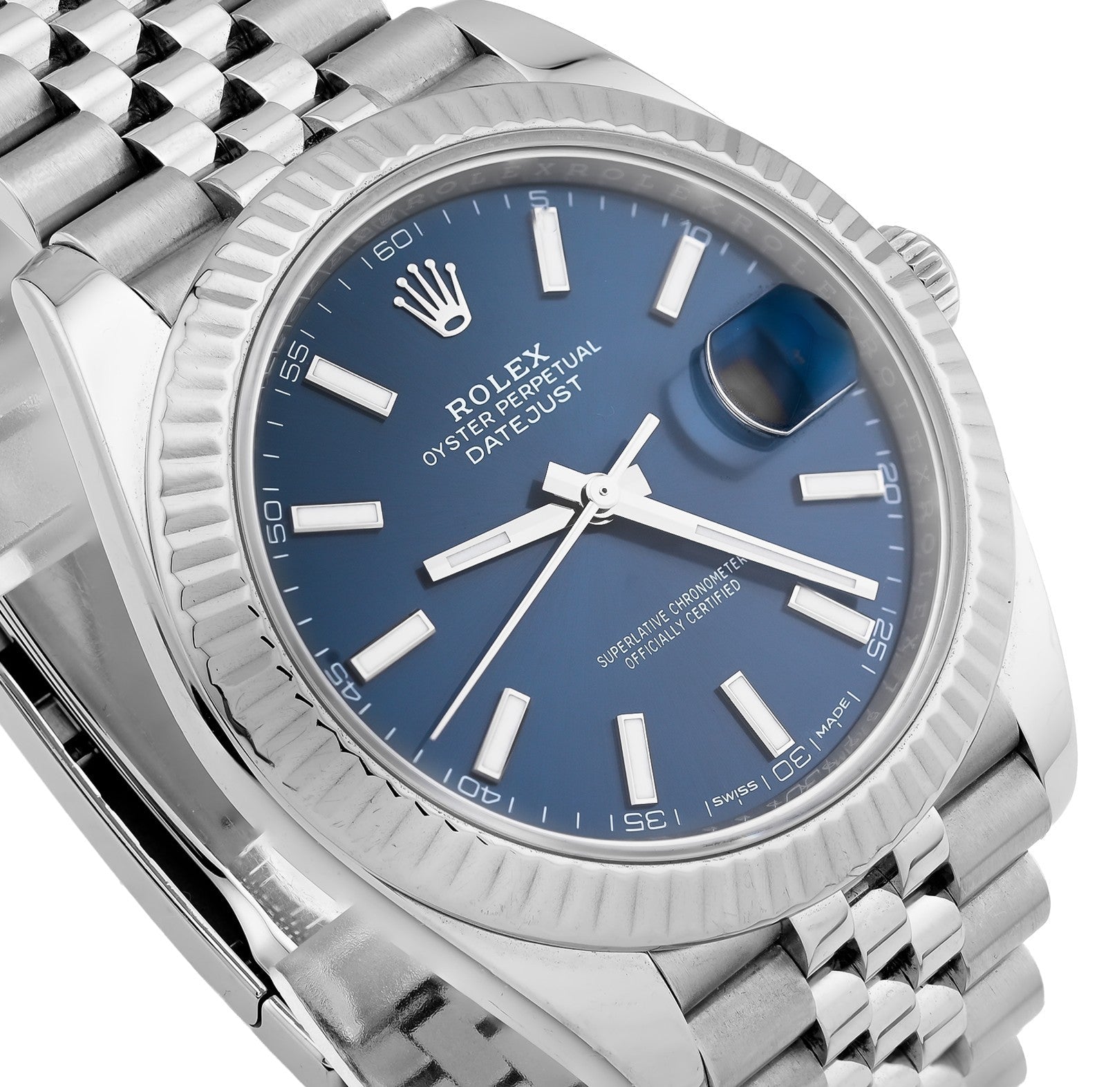 Rolex 41MM Datejust Stainless Steel Jubilee Band Fluted Blue Face Watch - Elite Jewelers - Luxury Watch