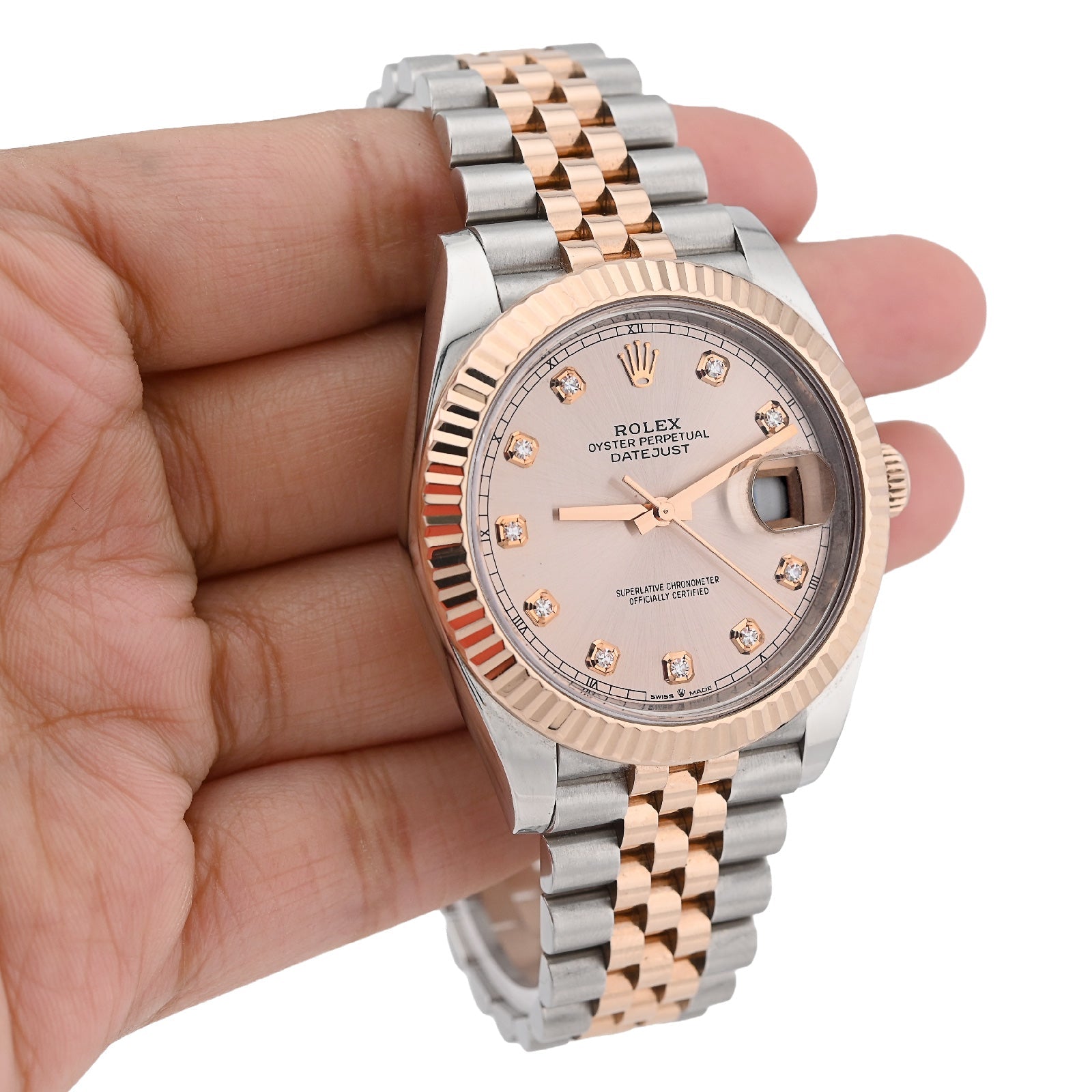 Rolex 41MM Datejust Sundust Diamond Dial 18K Everose & Steel Jubilee Band Box/Card Watch - Elite Jewelers - Luxury Watch