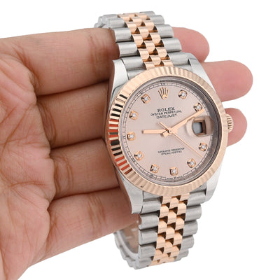 Rolex 41MM Datejust Sundust Diamond Dial 18K Everose & Steel Jubilee Band Box/Card Watch - Elite Jewelers - Luxury Watch