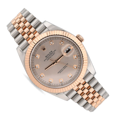 Rolex 41MM Datejust Sundust Diamond Dial 18K Everose & Steel Jubilee Band Box/Card Watch - Elite Jewelers - Luxury Watch