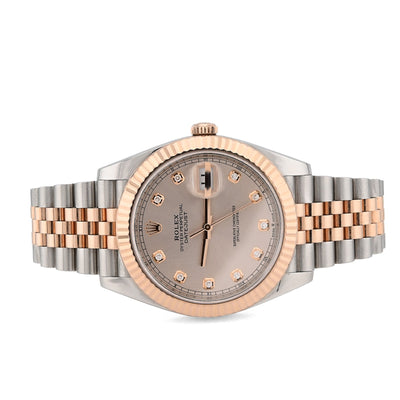 Rolex 41MM Datejust Sundust Diamond Dial 18K Everose & Steel Jubilee Band Box/Card Watch - Elite Jewelers - Luxury Watch