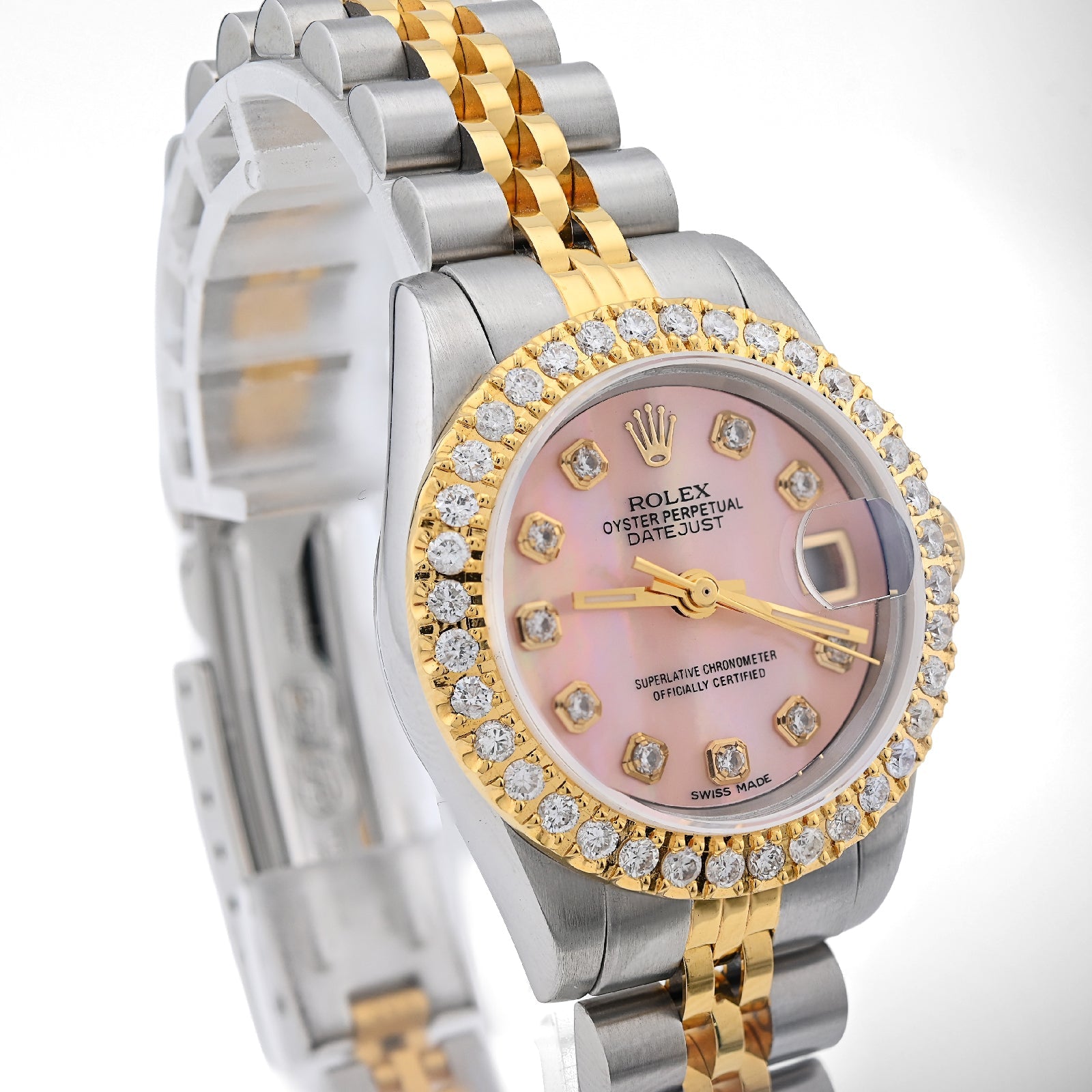 Rolex Datejust 26MM 1.5CT Natural Diamond Bezel/Dial Pink MOP Face Two Tone Jubilee Women Watch - Elite Jewelers - Luxury Watch