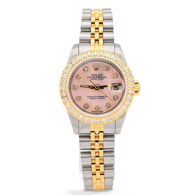 Rolex Datejust 26MM 1.5CT Natural Diamond Bezel/Dial Pink MOP Face Two Tone Jubilee Women Watch - Elite Jewelers - Luxury Watch