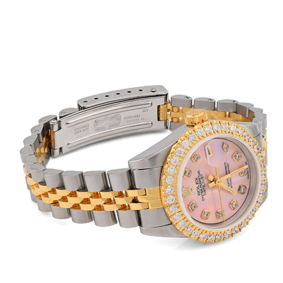 Rolex Datejust 26MM 1.5CT Natural Diamond Bezel/Dial Pink MOP Face Two Tone Jubilee Women Watch - Elite Jewelers - Luxury Watch