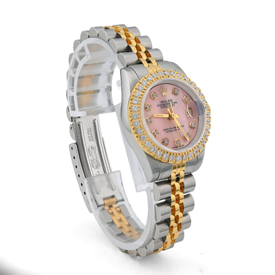 Rolex Datejust 26MM 1.5CT Natural Diamond Bezel/Dial Pink MOP Face Two Tone Jubilee Women Watch - Elite Jewelers - Luxury Watch
