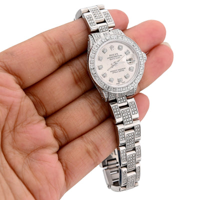 Rolex Datejust 26MM 9CT Natural Diamond Bussdown White Face Oyster Band Women Watch - Elite Jewelers - Luxury Watch