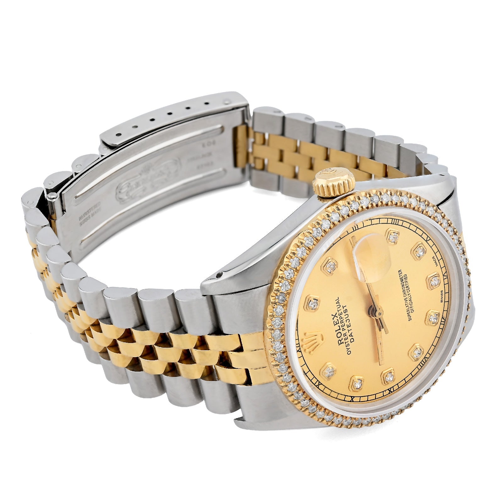 Rolex Datejust 36mm 1.5CT Natural Diamond Bezel and Dial Champagne Face Watch - Elite Jewelers - Luxury Watch