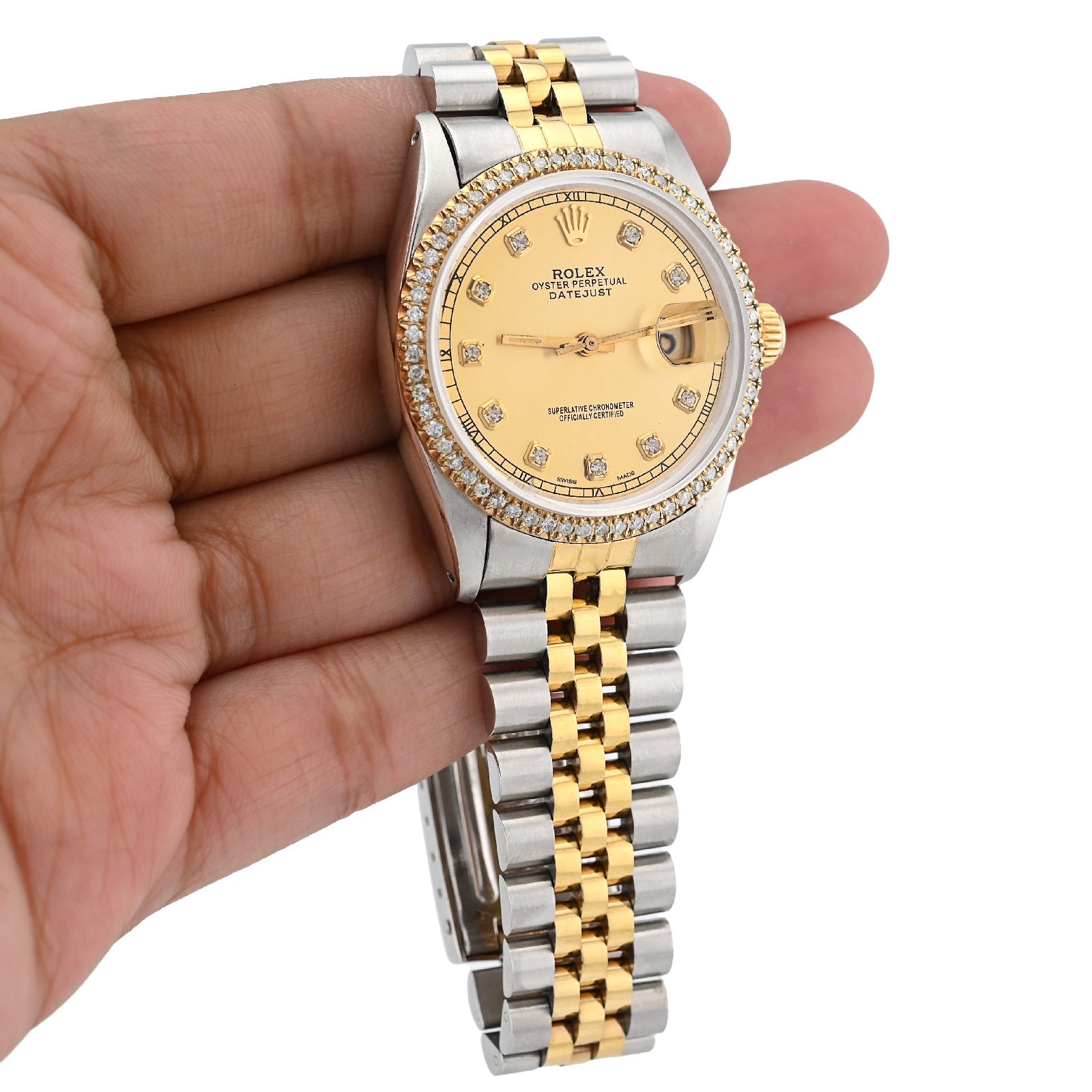 Rolex Datejust 36mm 1.5CT Natural Diamond Bezel and Dial Champagne Face Watch - Elite Jewelers - Luxury Watch
