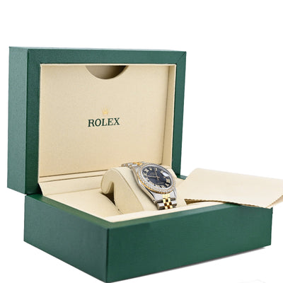 Rolex Datejust 36MM 2CT Natural Diamond Bezel/Black Face Roman Dial Watch - Elite Jewelers - Luxury Watch