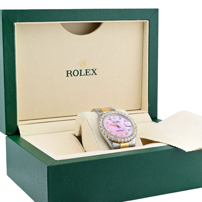 Rolex Datejust 36MM 3CT Lab Diamond Bezel/Dial Pink Face Men Women Watch - Elite Jewelers - Luxury Watch