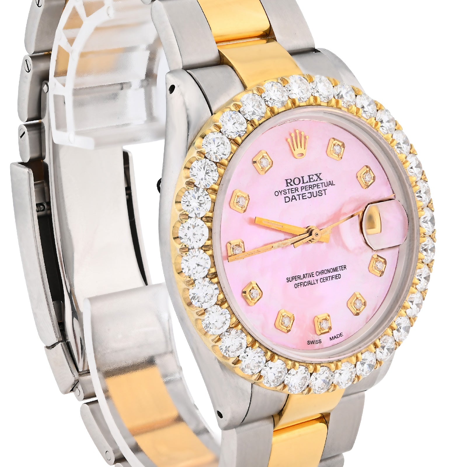 Rolex Datejust 36MM 3CT Lab Diamond Bezel/Dial Pink Face Men Women Watch - Elite Jewelers - Luxury Watch