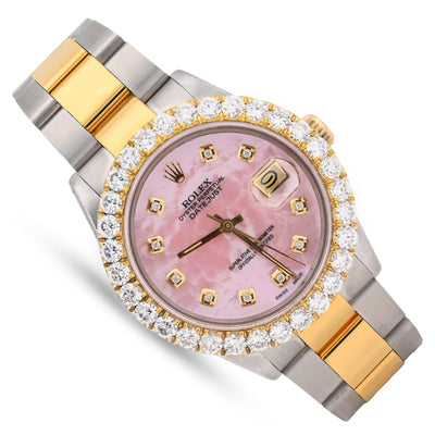 Rolex Datejust 36MM 3CT Lab Diamond Bezel/Dial Pink Face Men Women Watch - Elite Jewelers - Luxury Watch