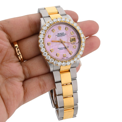 Rolex Datejust 36MM 3CT Lab Diamond Bezel/Dial Pink Face Men Women Watch - Elite Jewelers - Luxury Watch
