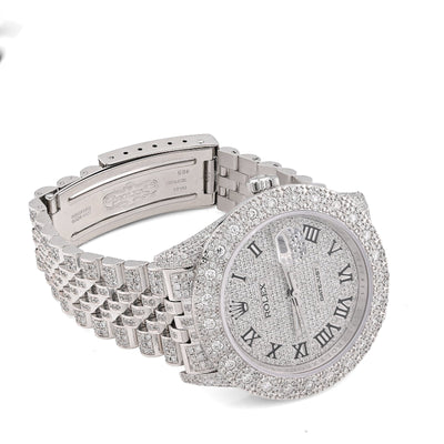 Rolex Datejust 36MM All White Bussdown 11.98CT Natural Diamond Flower Cluster Bezel Jubilee Watch - Elite Jewelers - Luxury Watch