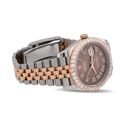 Rolex Datejust 41MM 3.5CT Natural Diamond Bezel Chocolate Face 2-Tone Jubilee Band Watch - Elite Jewelers-Luxury Watch
