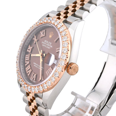 Rolex Datejust 41MM 3.5CT Natural Diamond Bezel Chocolate Face 2-Tone Jubilee Band Watch - Elite Jewelers-Luxury Watch