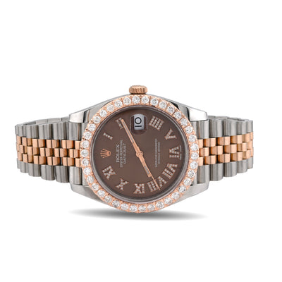 Rolex Datejust 41MM 3.5CT Natural Diamond Bezel Chocolate Face 2-Tone Jubilee Band Watch - Elite Jewelers-Luxury Watch