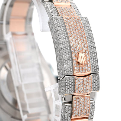 Rolex Datejust 41MM Rose & White Two Tone 15.65CT Natural Diamond Bussdown Dual Row Bezel Men Watch - Elite Jewelers - Luxury Watch