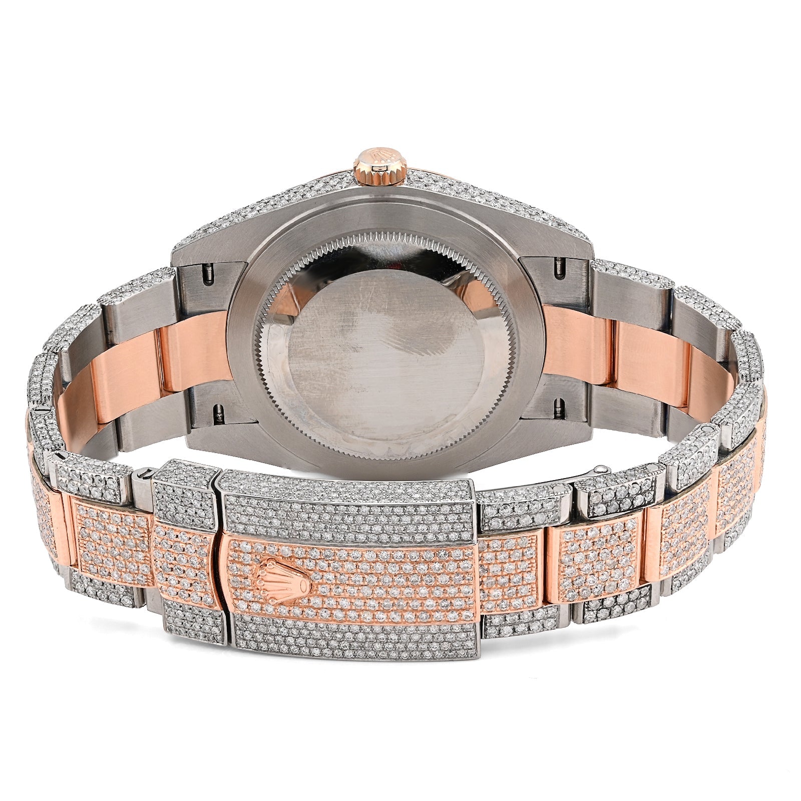 Rolex Datejust 41MM Rose & White Two Tone 15.65CT Natural Diamond Bussdown Dual Row Bezel Men Watch - Elite Jewelers - Luxury Watch