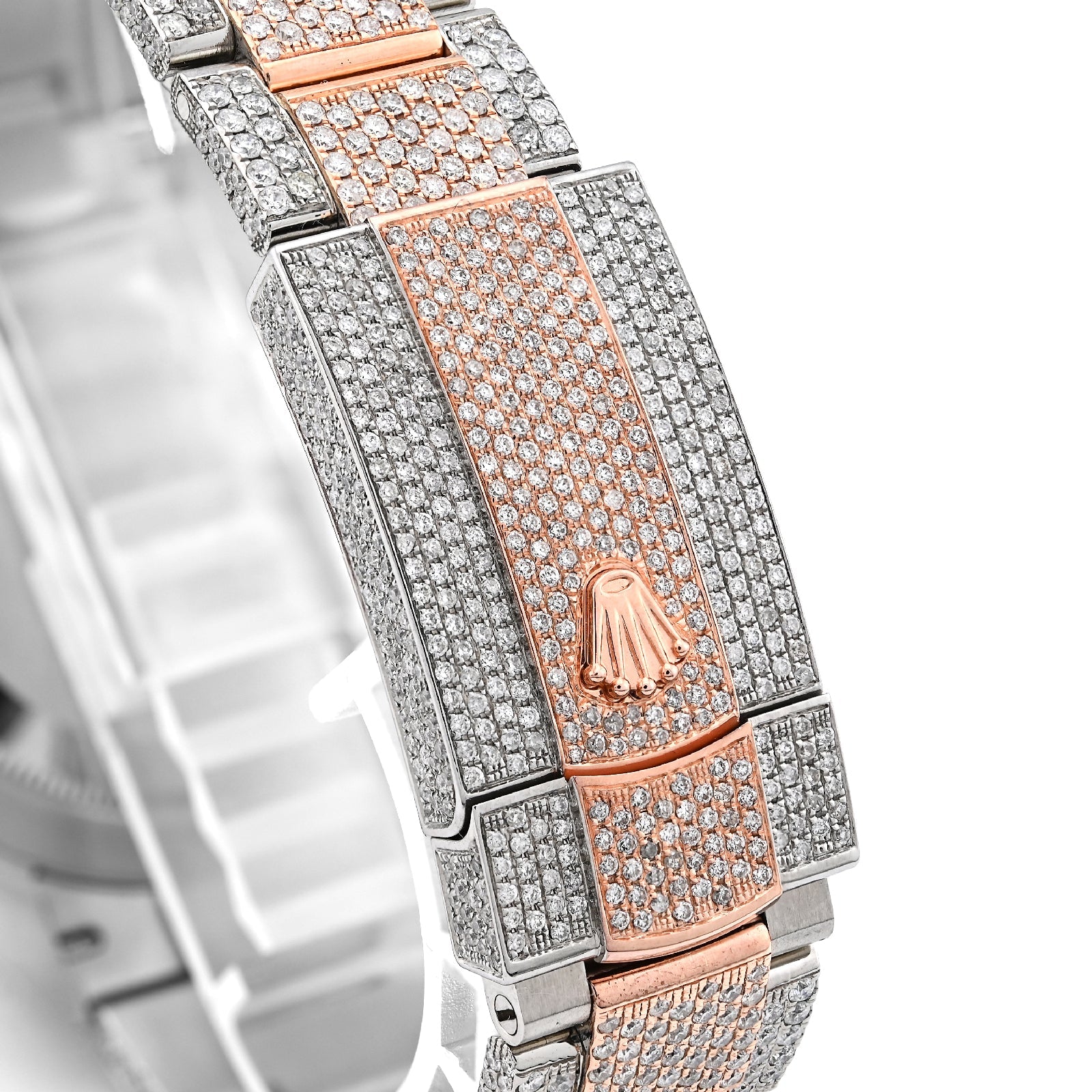 Rolex Datejust 41MM Rose & White Two Tone 18CT Natural Diamond Bussdown Single Row Bezel Men Watch - Elite Jewelers - Luxury Watch