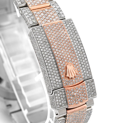 Rolex Datejust 41MM Rose & White Two Tone 18CT Natural Diamond Bussdown Single Row Bezel Men Watch - Elite Jewelers - Luxury Watch
