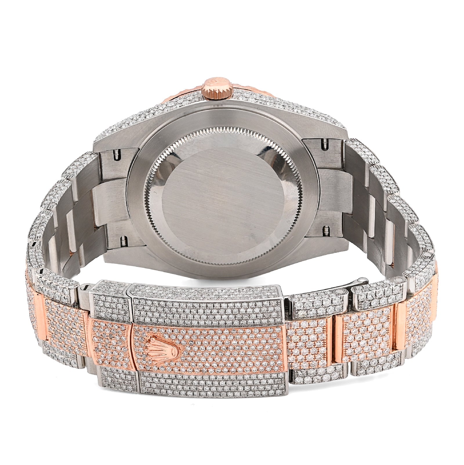 Rolex Datejust 41MM Rose & White Two Tone 18CT Natural Diamond Bussdown Single Row Bezel Men Watch - Elite Jewelers - Luxury Watch