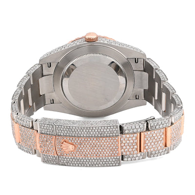 Rolex Datejust 41MM Rose & White Two Tone 18CT Natural Diamond Bussdown Single Row Bezel Men Watch - Elite Jewelers - Luxury Watch