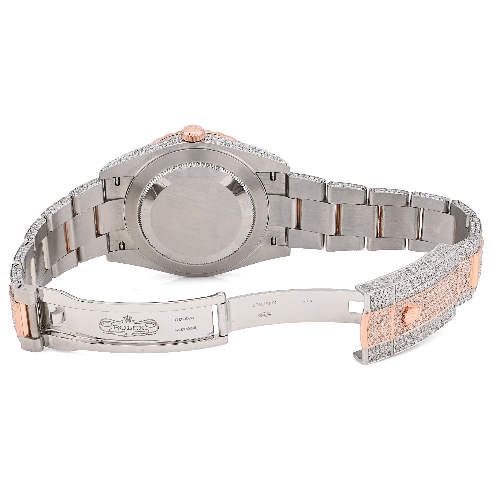 Rolex Datejust 41MM Rose & White Two Tone 18CT Natural Diamond Bussdown Single Row Bezel Men Watch - Elite Jewelers - Luxury Watch