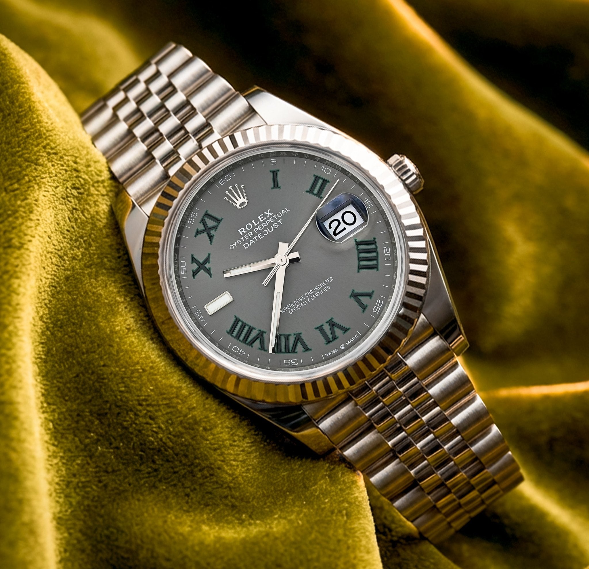 Rolex Datejust 41MM Wimbledon Dial Fluted Bezel 18K Gold & Steel Jubilee Band Watch 126334 - Elite Jewelers - Luxury Watch