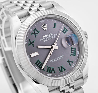 Rolex Datejust 41MM Wimbledon Dial Fluted Bezel 18K Gold & Steel Jubilee Band Watch 126334 - Elite Jewelers - Luxury Watch