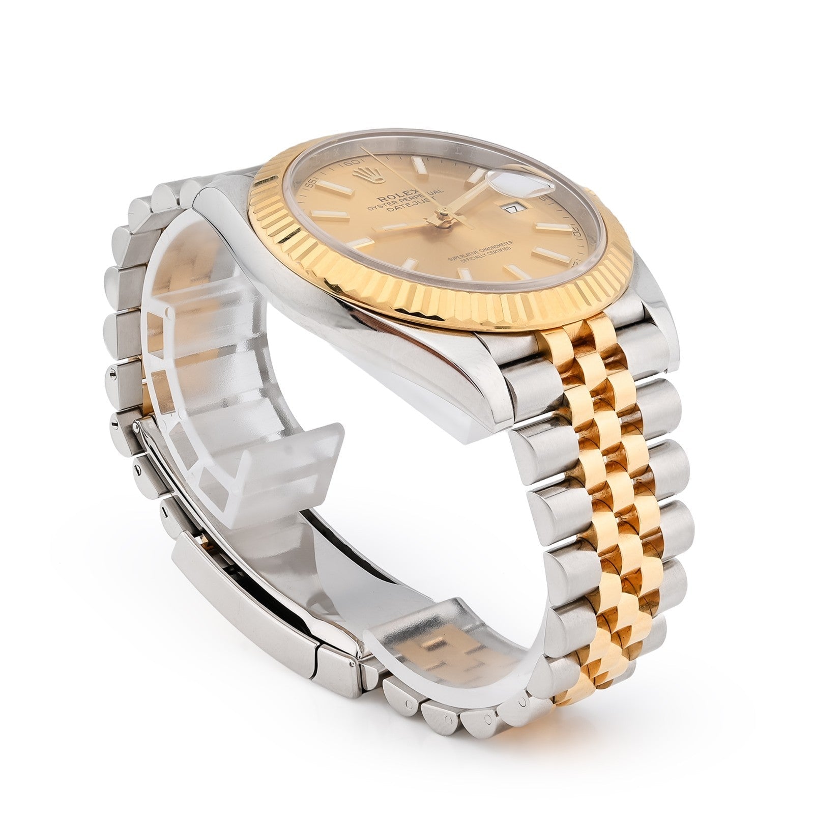 Rolex Datejust Jubilee 41MM 18K Gold Champagne Dial Fluted All Factory Watch - Elite Jewelers - Luxury Watch