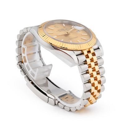 Rolex Datejust Jubilee 41MM 18K Gold Champagne Dial Fluted All Factory Watch - Elite Jewelers - Luxury Watch