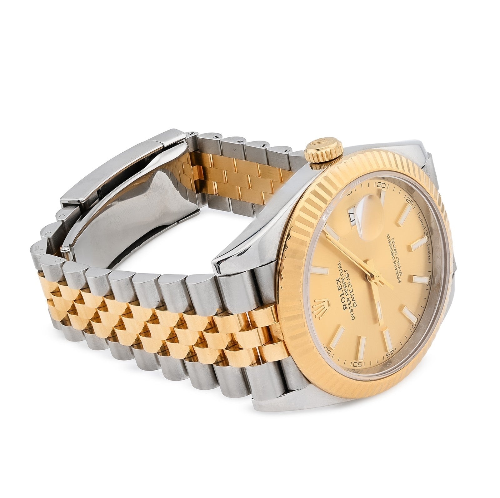 Rolex Datejust Jubilee 41MM 18K Gold Champagne Dial Fluted All Factory Watch - Elite Jewelers - Luxury Watch