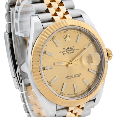 Rolex Datejust Jubilee 41MM 18K Gold Champagne Dial Fluted All Factory Watch - Elite Jewelers - Luxury Watch