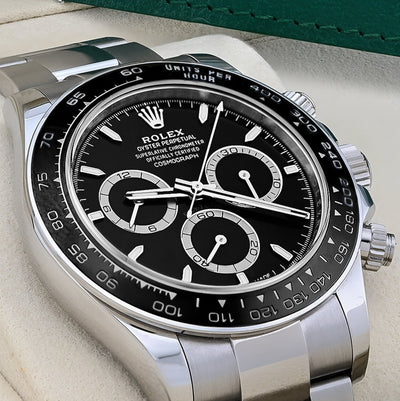 Rolex Daytona Cosmograph Black Panda Dial Ceramic Bezel Steel Oyster Band 40MM Men Watch 126500LN - Elite Jewelers - Luxury Watch