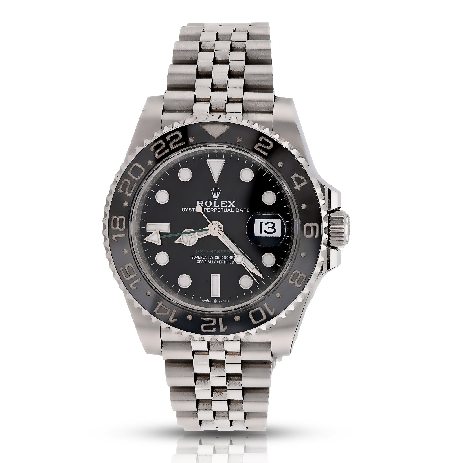 Rolex GMT - Master II Bruce Wayne 40MM White Gold & Oyster Steel Jubilee Band 2024 Box/Card 126710GRNR - Elite Jewelers - Luxury Watch