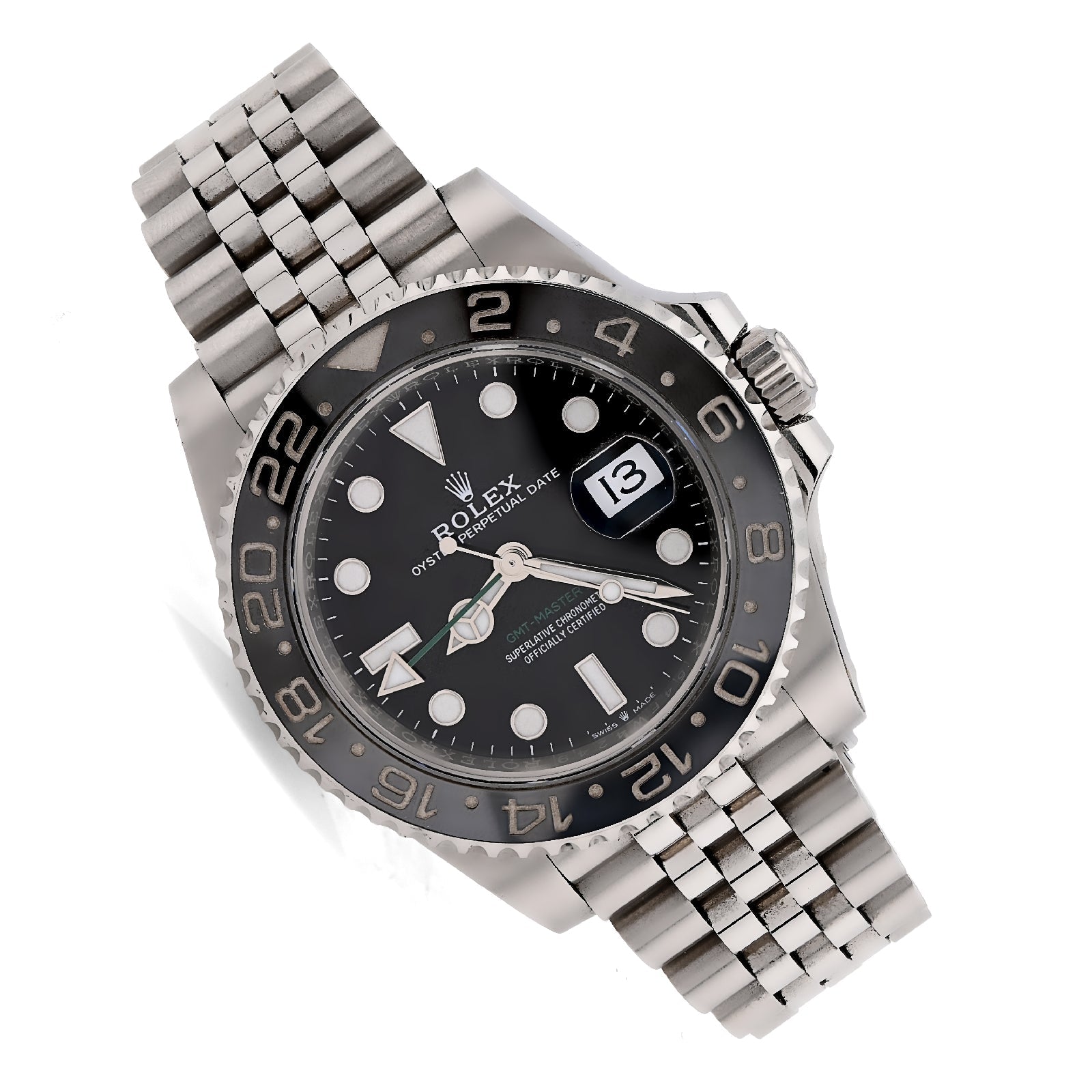 Rolex GMT - Master II Bruce Wayne 40MM White Gold & Oyster Steel Jubilee Band 2024 Box/Card 126710GRNR - Elite Jewelers - Luxury Watch