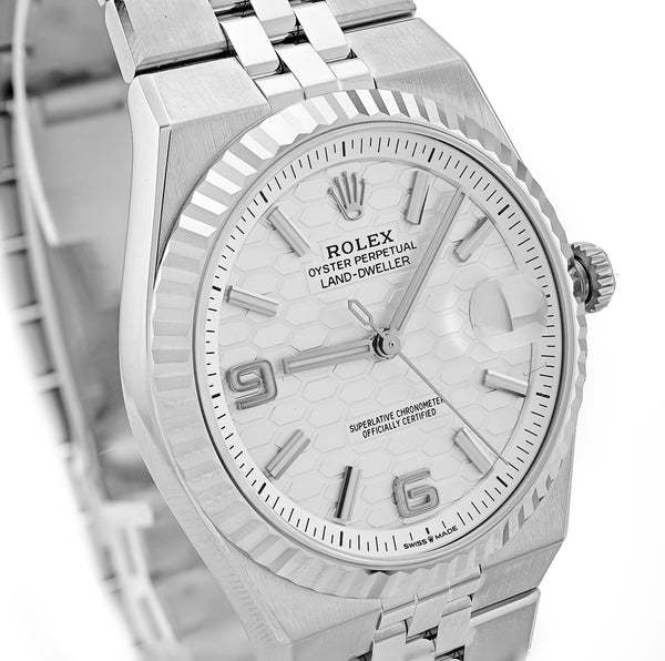 Rolex Land - Dweller 2026 40MM Oystersteel/White Gold Flat Jubilee FULL SET Watch - Elite Jewelers - Luxury Watch