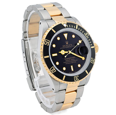 Rolex Submariner 40MM Two Tone 18K Gold & Steel Black Dial & Face 16613 Watch - Elite Jewelers - Luxury Watch