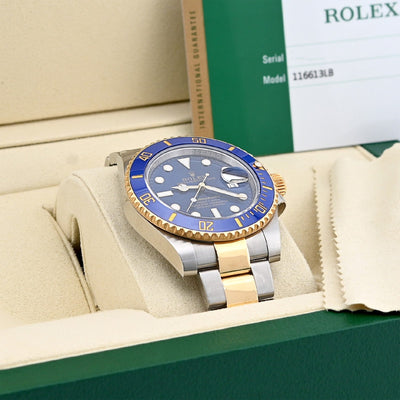 Rolex Submariner SS/18k Gold Oyster Bluesy Diver Men Watch 116613LB BOX/PAPER - Elite Jewelers - Luxury Watch