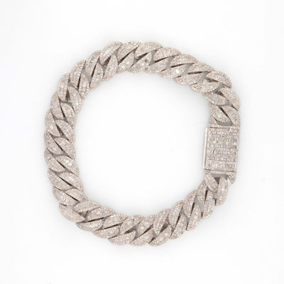 Silver Diamond Baguette Cuban 6.35CT Diamond Bracelet - Elite Jewelers - Bracelets